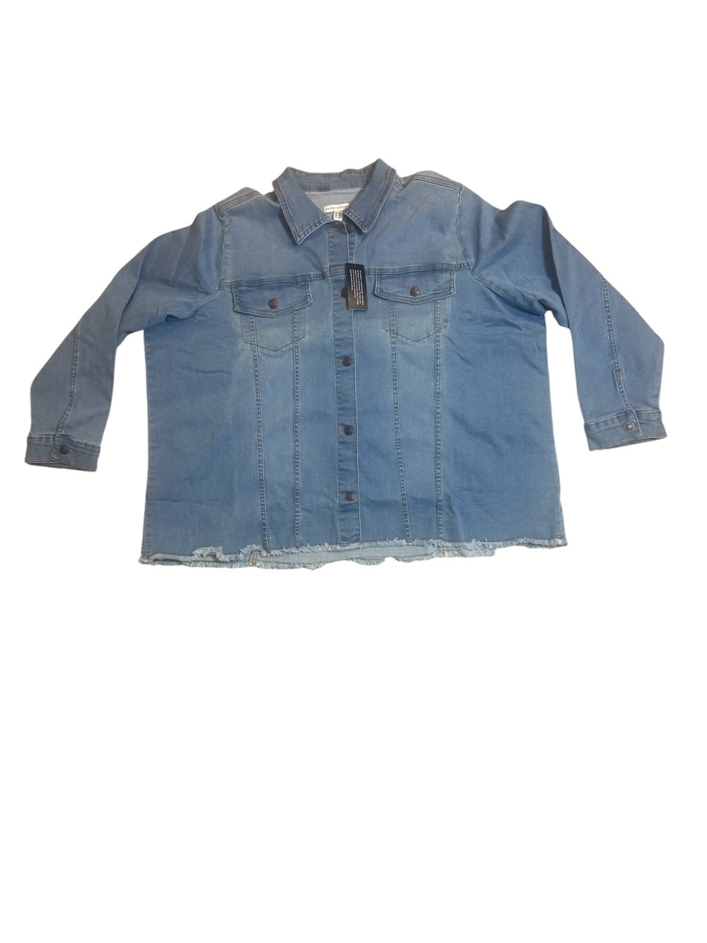 Canyon Retreat Denim Shacket Jacket 3X Raw Hem Stretch Light Wash NWT